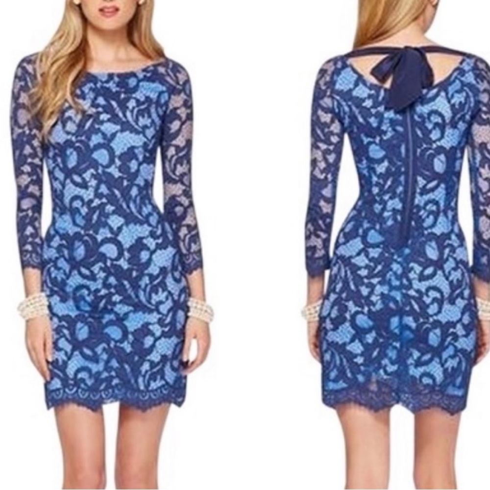 Lily Pulitzer Aaliyah blue two tone lace dress